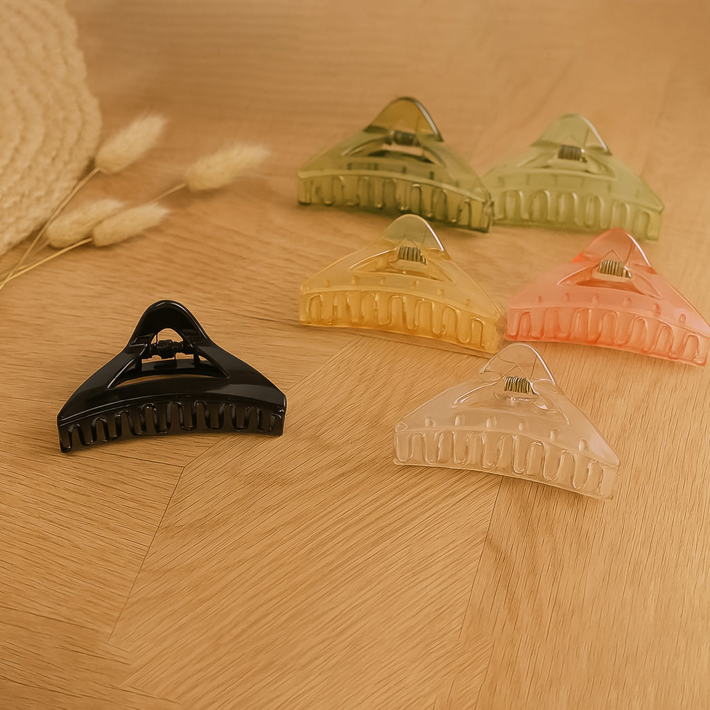 Triangle Shape Mix Color Plastic Hair Claw Clip  1 Pc Durable Grip For Women And Girls