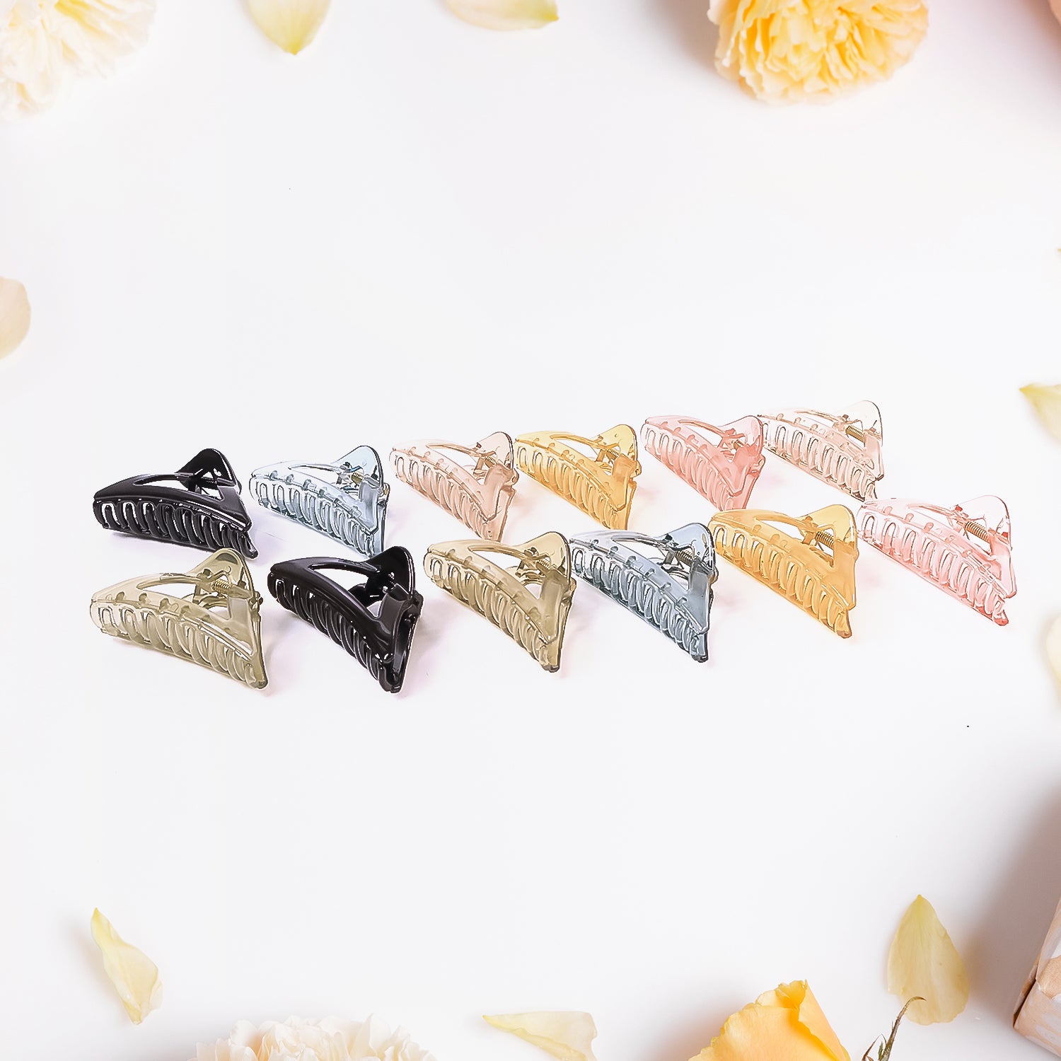 Triangle Shape Mix Color Plastic Hair Claw Clip  1 Pc Durable Grip For Women And Girls